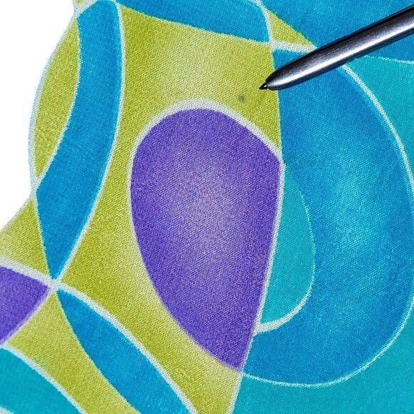 Vintage 70s 2pc Skirt Set L Geometric Psychedelic Maxi Tank Blue Green Mod Funky - Picture 9 of 16